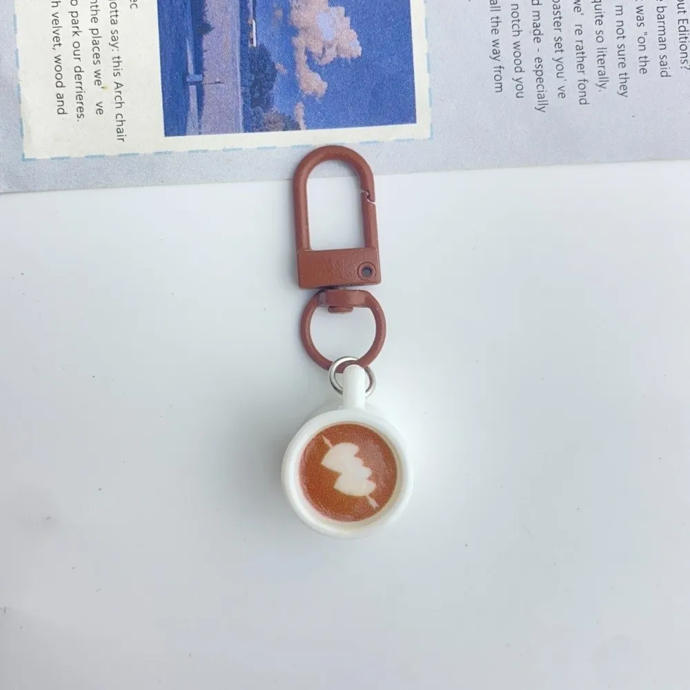 Cute Creative Mini Coffee Cup Keychain for School Backpack Gift Resin Bag Charm Pendant Decoration Couples Friends Key Ring