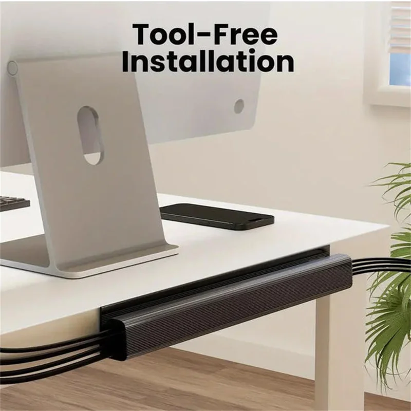 1PC PVC Channel Desk Cable Organizer Cable Management Accessories Cable Protecter No Drilling Under Desk Management Tray