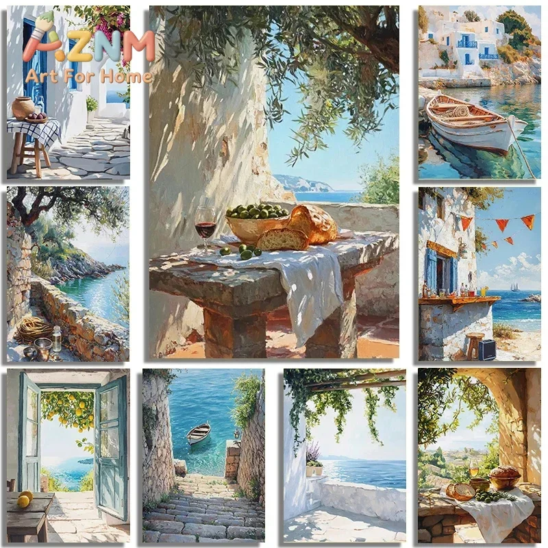 Light Colored Homestay Cottages Architecture Tourism Scenery  Painting Posters Canvas Print Home Wall Decoration Painting