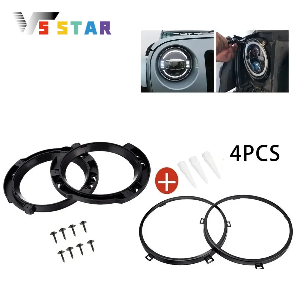 

7" Round Headlight Mounting Retaining Bracket Ring For 2007-2017 Jeep Wrangler JK For LED Headlights With Metal Rings EL-1018