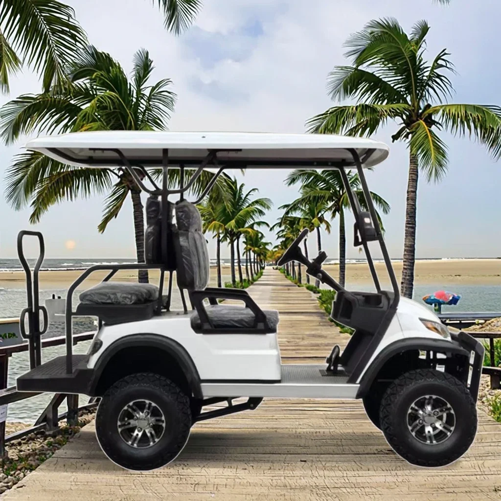 Electric Golf Cart 4 Seater Comfortable Long-Range Battery Off-road Golf Cart with 2+2 Seater Passenger Electric Hunting Car