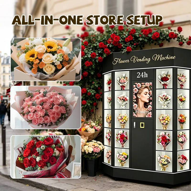 FOODLINE Constant Humidity Fresh Flower Vending Machine Automatic Bouquet Selling Machine For Outdoor Indoor Commercial Scenes