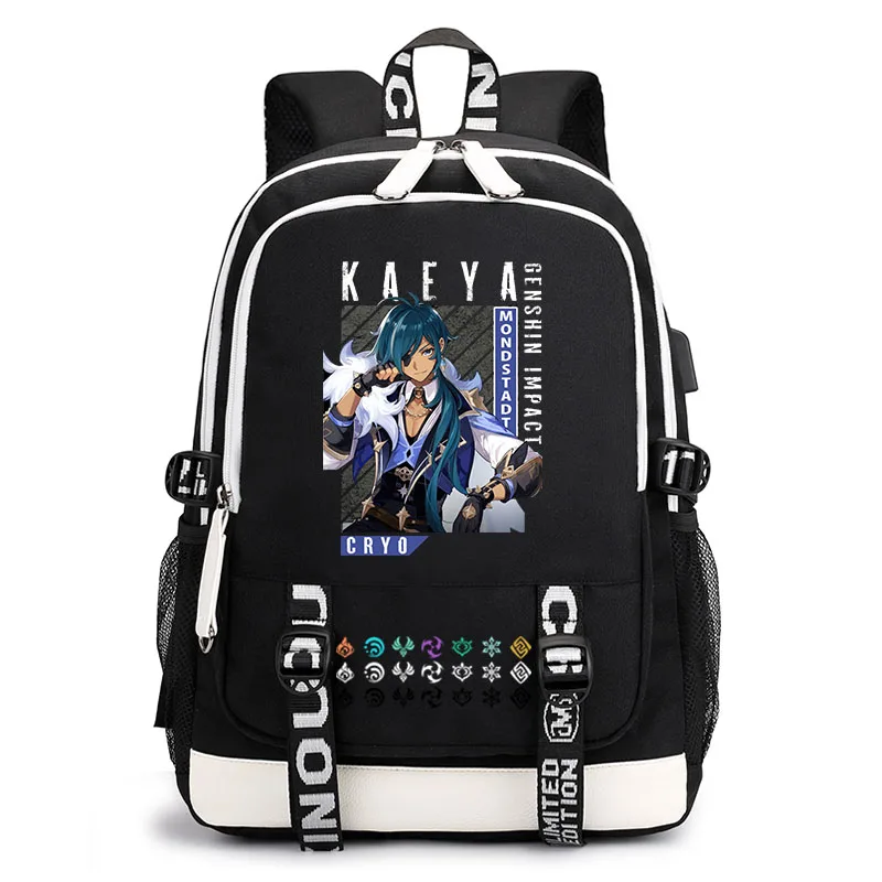 

Backpack with USB port youth student school bag travel one-shoulder laptop bag gift Genshin Impact