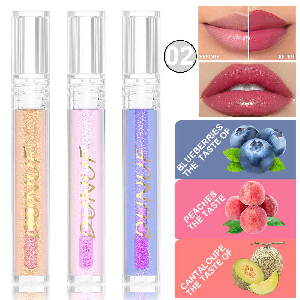 6 Color Fruit Scented Lip Gloss Set 3 Pcs Pearl Shimmer Temperature Change Lip Tint Moisturizing Non Sticky Daily Use and Gifts