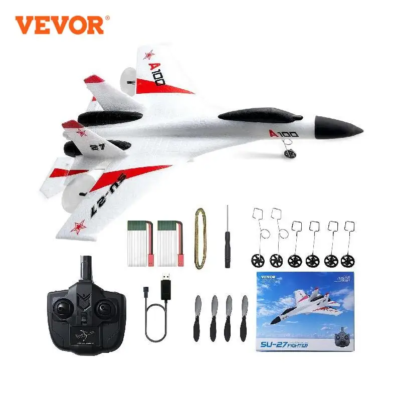 Vevor su27 rc avião 2.4g controle remoto modelo voador planador avião com 2 baterias aeronaves brinquedos de espuma para crianças presentes