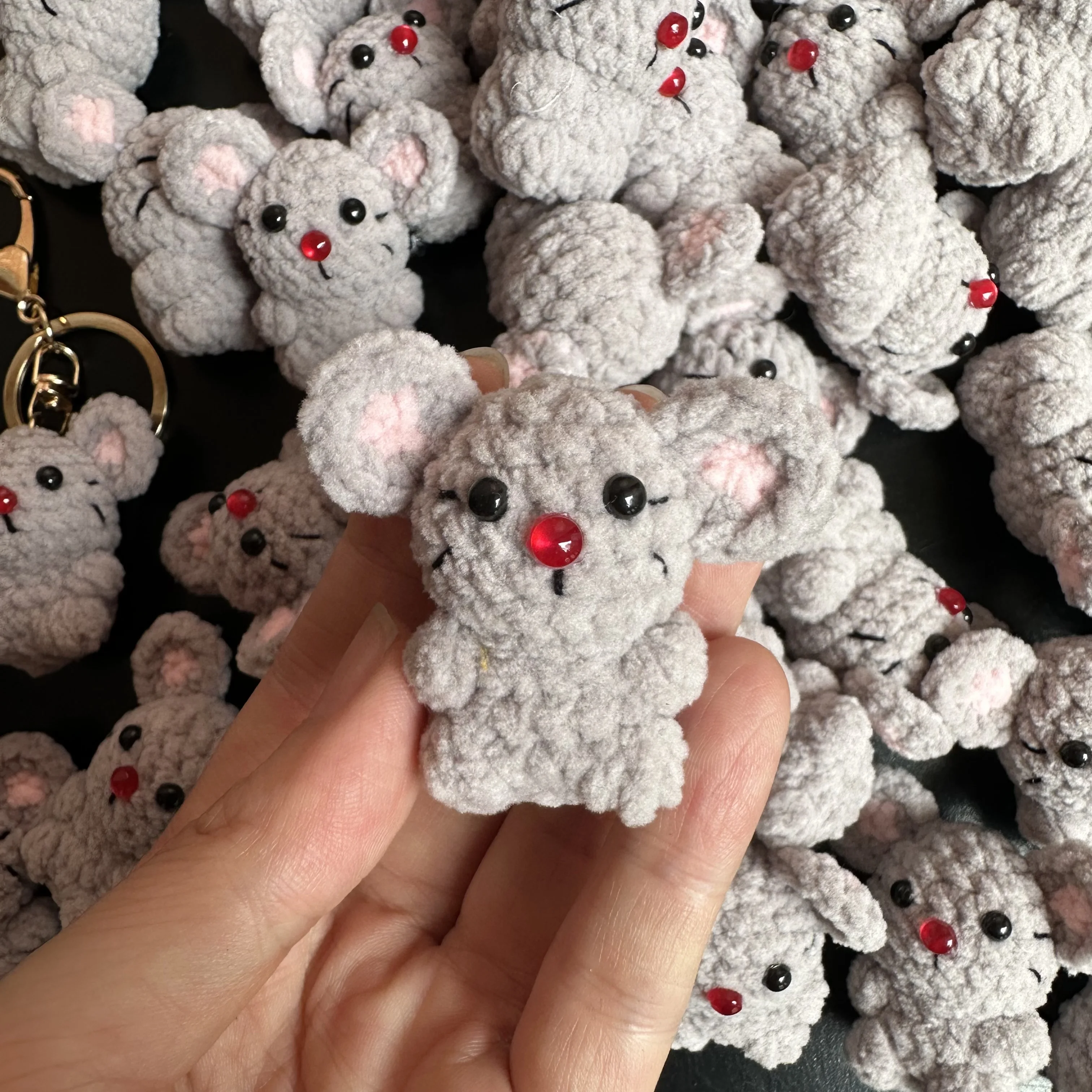4cm Cute Mini Mouse Crochet Keychain For Gifts Creative Handmking Cartoon Mouse Doll Knitted Pendant Keyring Animal Key Gifts