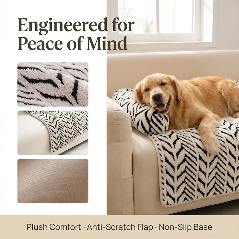 Haustier-Sofabett-Matte mit Seitenpolstern, Weiche Flauschige Couch-Schutzmatte, Rutschfeste Hunde- und Katzenbett-Schlafunterlage für Kleine und Mittelgroße Haustiere – Detail 11