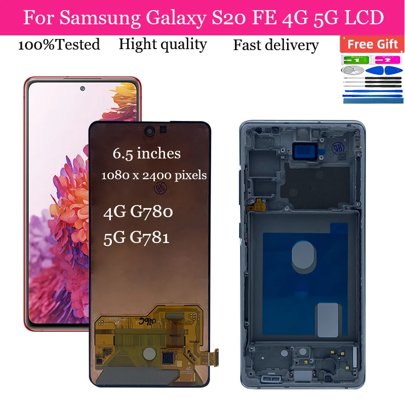 AMOLED For Samsung Galaxy S20 FE 4G 5G LCD For Samsung S20 FE G781B G780 LCD Display Touch Digitizer Replacement Screen