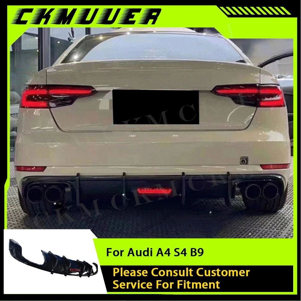 

Сухой спойлер из углеродного волокна для Audi A4 S4 B9 2017-2019 Sline, задний бампер, спойлер с подсветкой, задний диффузор, защита, комплекты кузова из АБС-пластика
