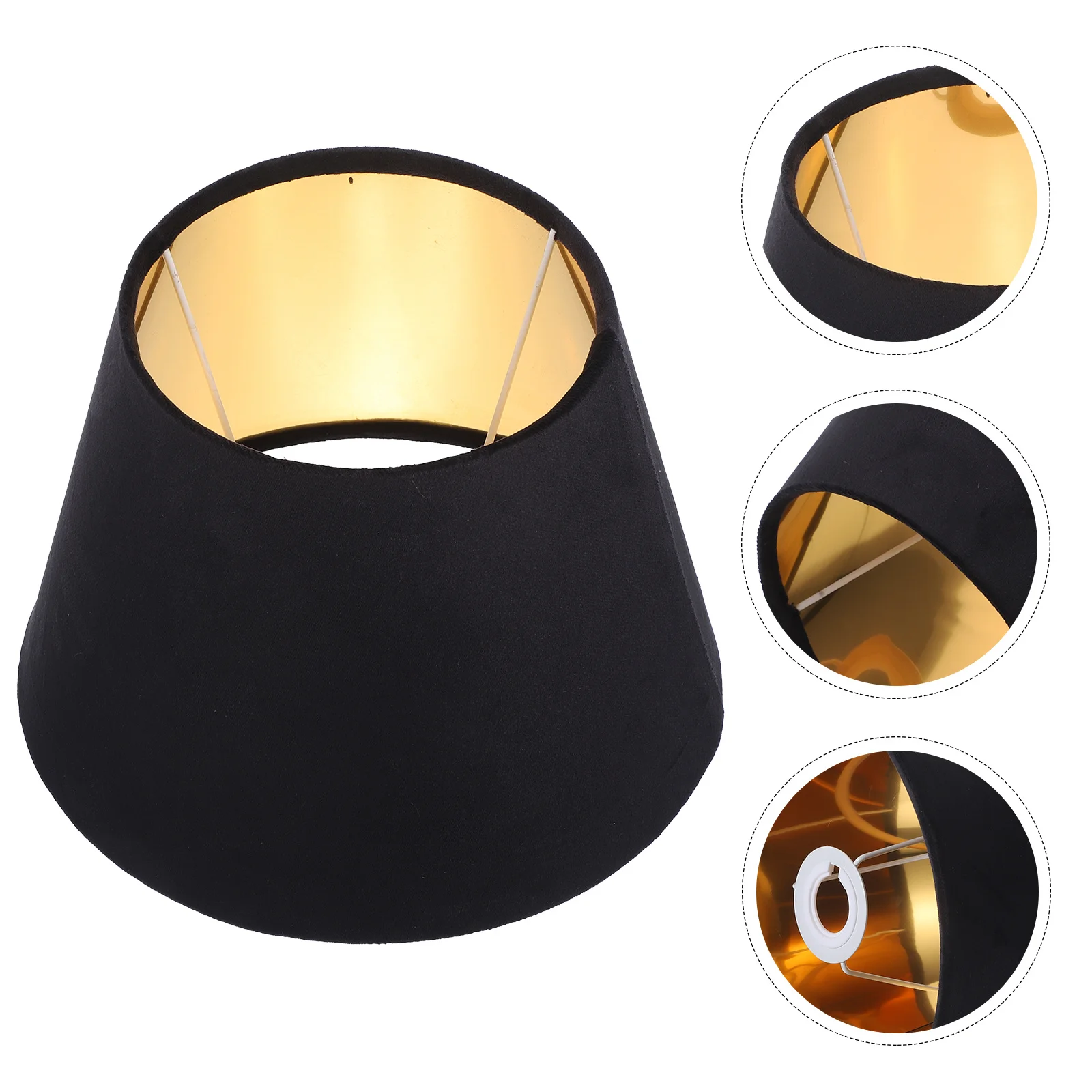 

Golden Lined Lampshade Fabric Modern Metal Bedside Desk Floor Table Lamp Shade Replacement Soft Light Dustproof Blue