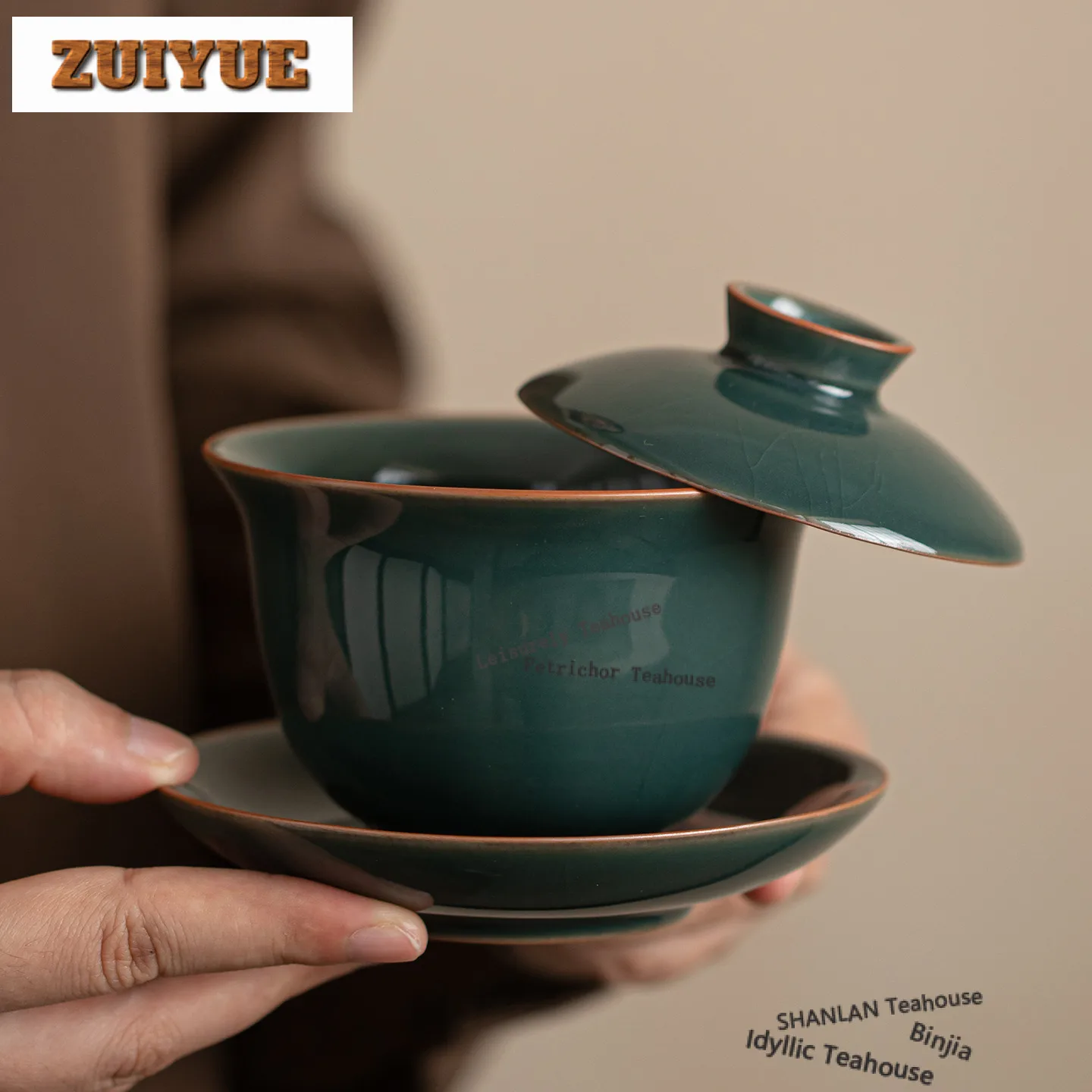 200ml Ge Kiln Gaiwan Elegant Tea Bowl Tea Tureen Tea Bowl With Lid Kit Tea Brewing Cover Bowl Teaset Accessories Decoration