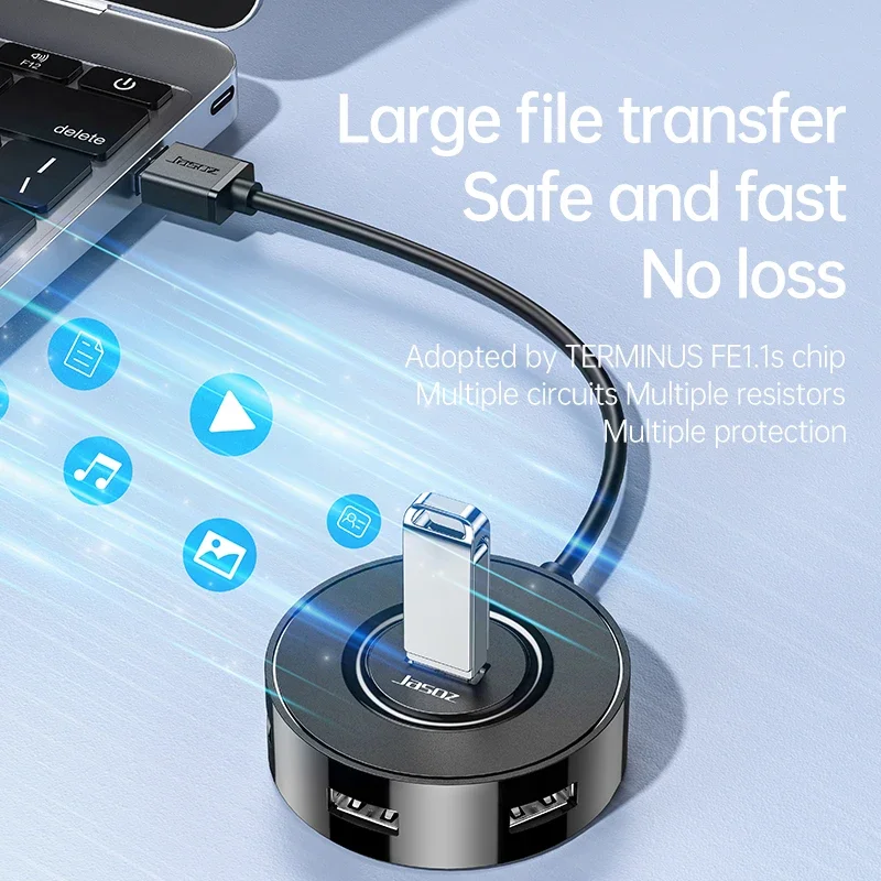 Jasoz Đa Hub USB 2.0 Bộ Chia USB 4 Cổng Tốc Độ Cao USB 2.0 Adapter Tất Cả Trong Một Hab Giãn Nở cho Máy Tính Phụ Kiện Máy Tính