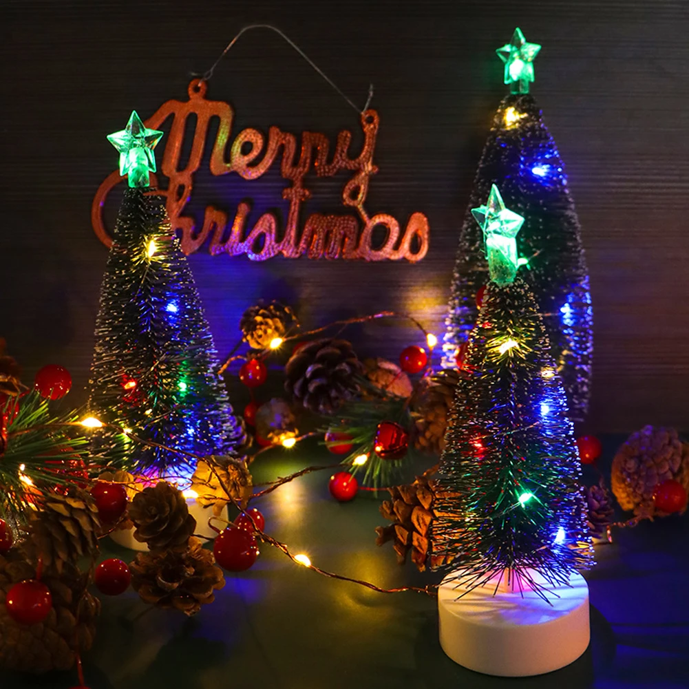 1Pc LED Mini Christmas Trees Electronic Candles Xmas Trees Home Party Decoration Childrens New Year Gifts Christmas Ornament