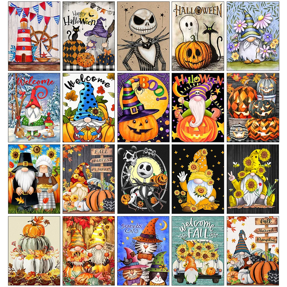 5D DIY Diamond Painting Halloween Pumpkin Santa Claus Diamond Mosaic Cross Stitch Art Cartoon Picture Holiday Home Decoration