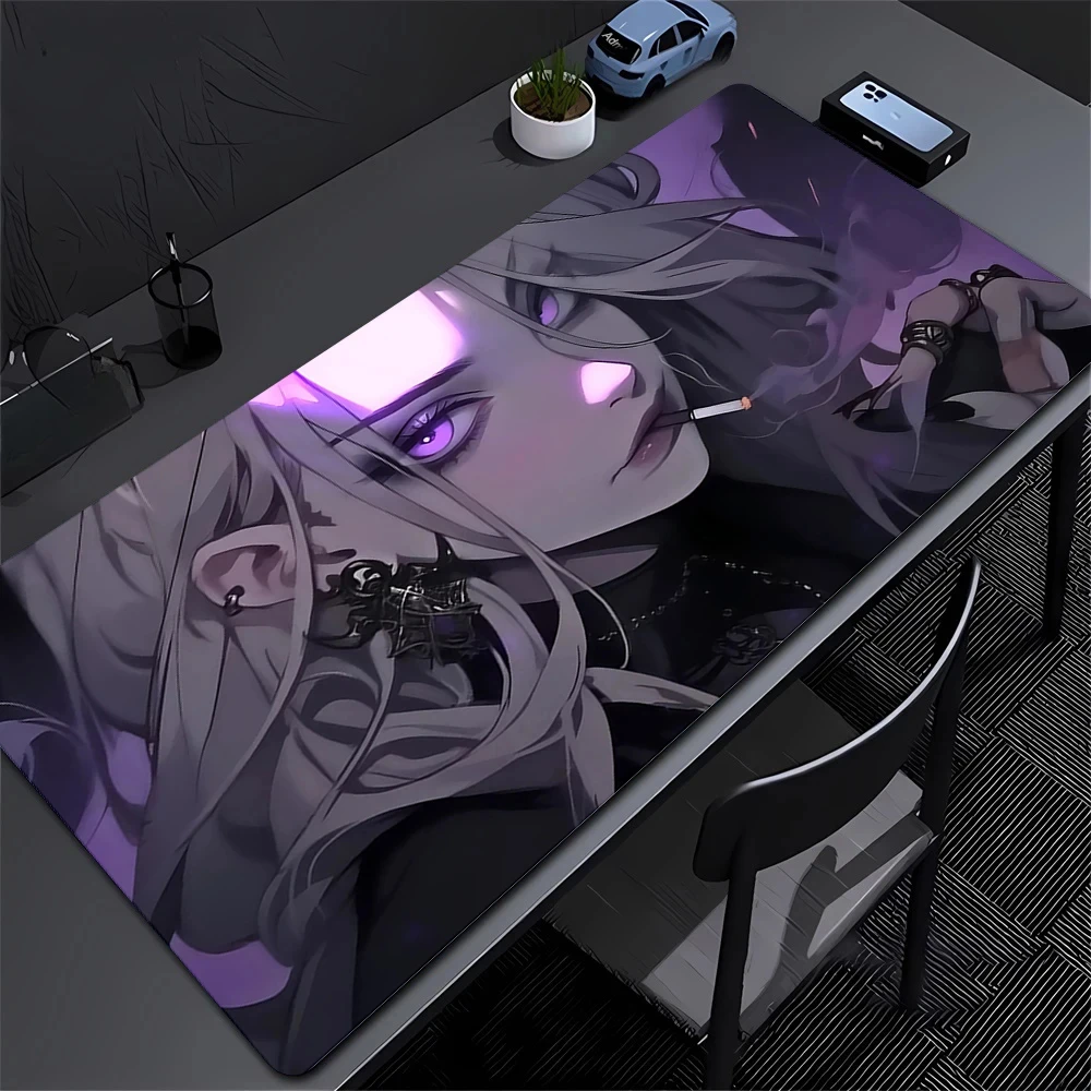 Tapis de souris XL PC violet anime girl player Tapis de souris, tapis de bureau pour ordinateur portable, accessoires de clavier d'ordinateur tapis de souris, tapis d'extension