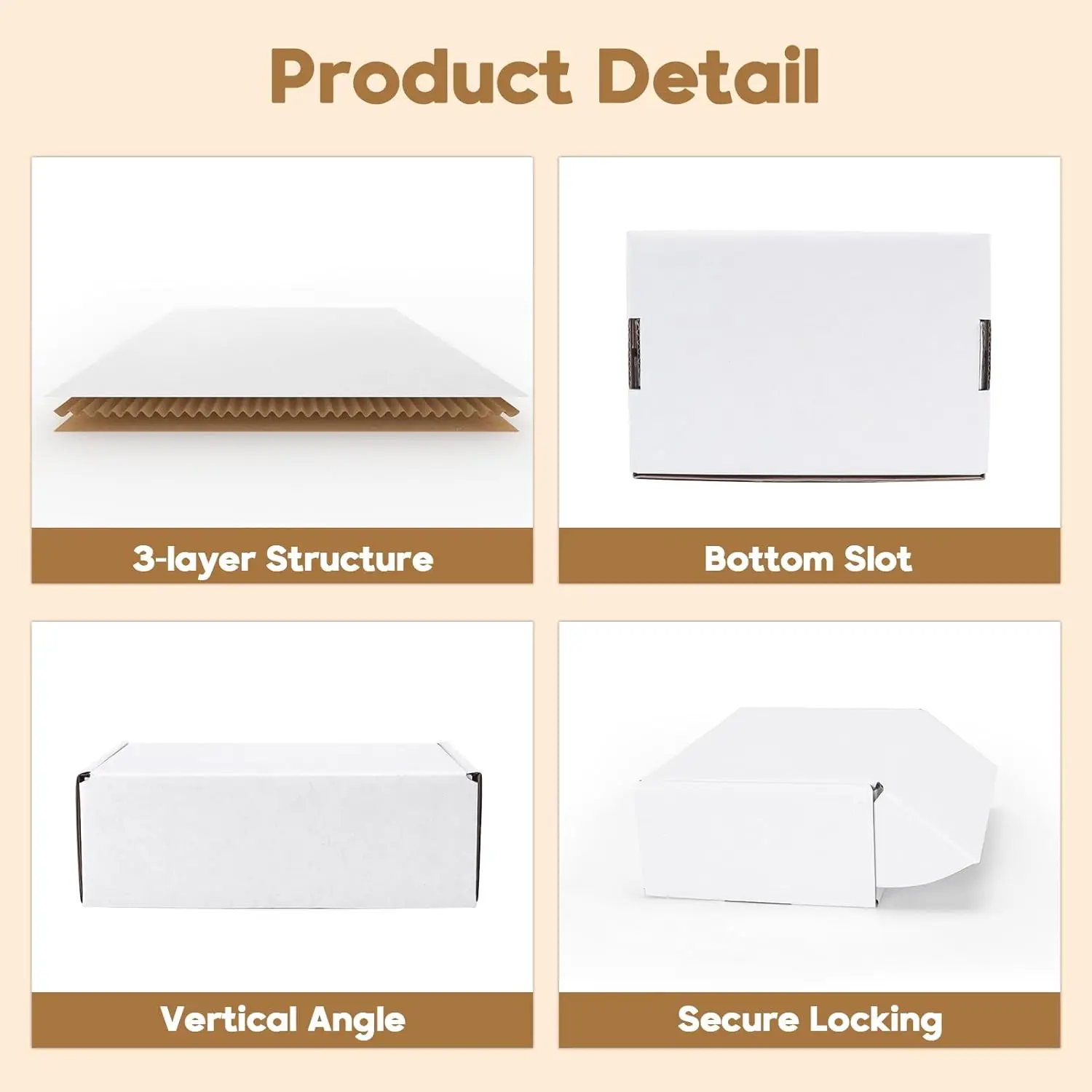 50pcs Corrugated Paper Gift Boxes, 6x4x2 Inch Sturdy Cardboard Packaging,White Small Shipping Boxes for Crafting Gift Mailing