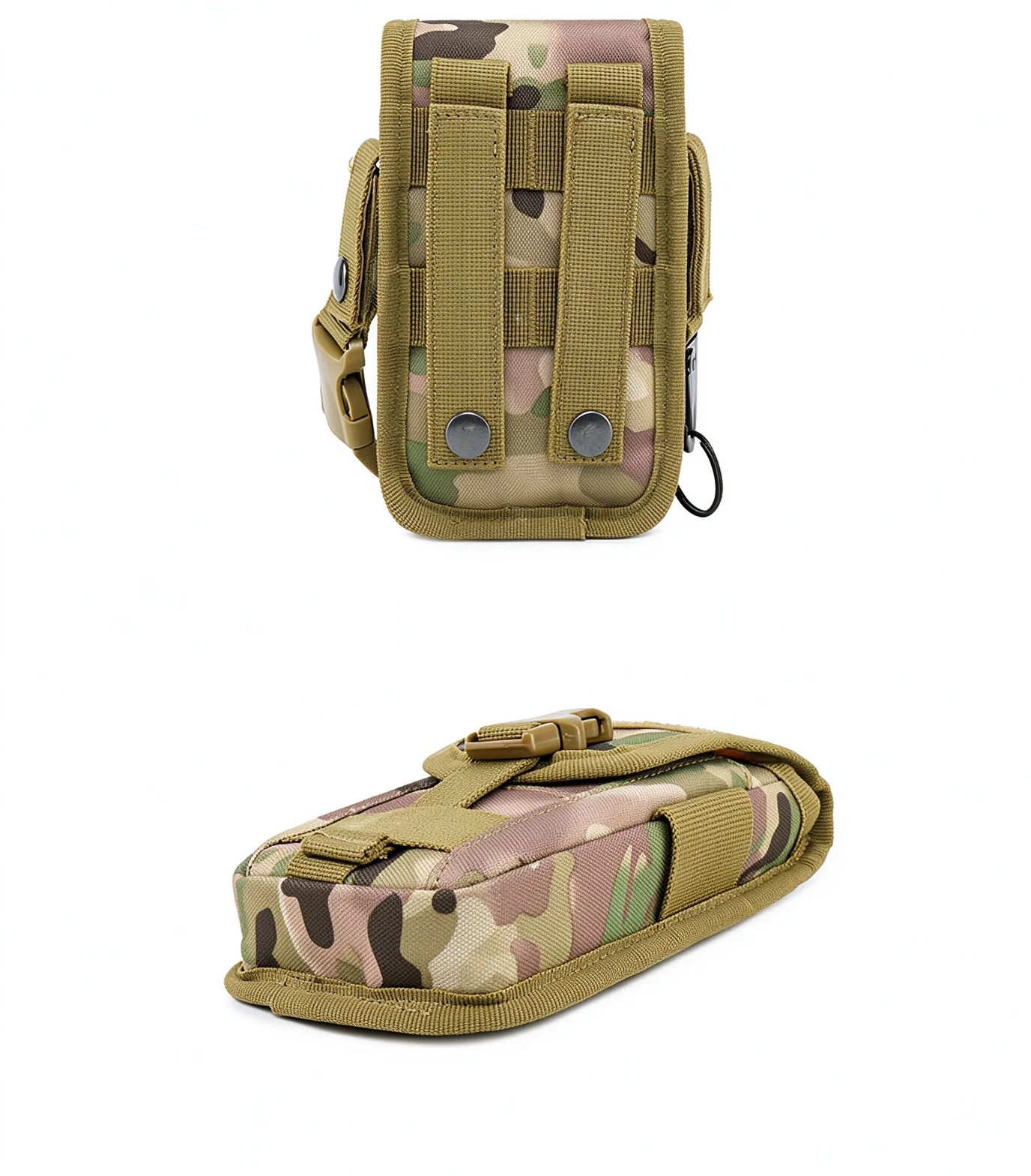 Military Style Molle Utility Pouch EDC Organizer Bag Dual Layer Phone Case with Credit Card Slots Keychain for Men Travel Work