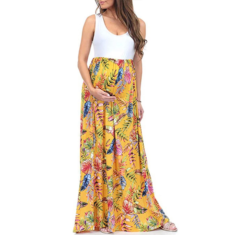 

Women's Maternity Breastfeeding Dresses Floral Summer O-Neck Solid Short Sleeve Skirt Dress for Pregnant Women Maternity Clothes