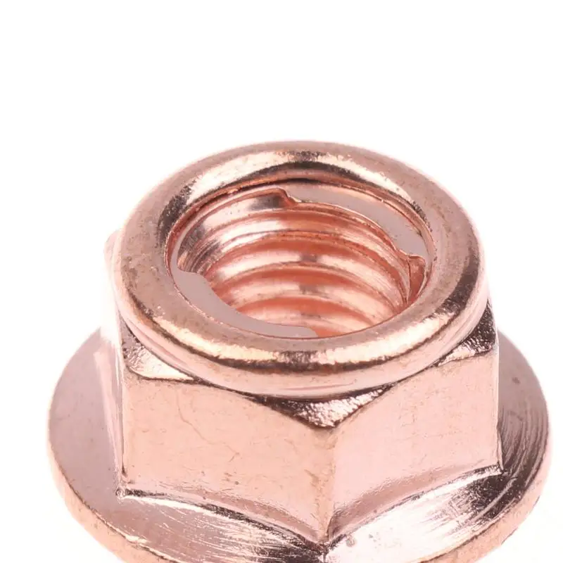 12/50Pcs Exhaust Stud Hex Copper Exhaust Nuts M8 Copper-plated Head Stud Lock Nuts Copper Bolt Screw Bolt Screw Turbo