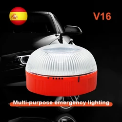 LED Car Emergency Light V16 Flashlight Magnetic Induction Strobe Road Accident Lamp Beacon Safety Accessory Rechargeable
