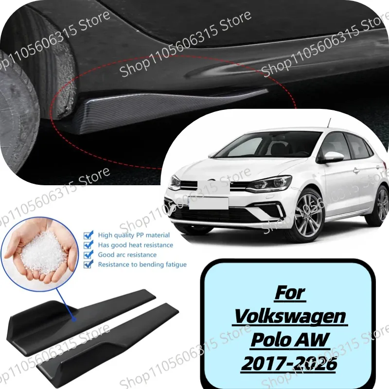 48cm Rear Bumper Splitter Apron Spoiler Side Skirt Extension Lip For Volkswagen Polo AW 2017-2026 Car Styling Accessories