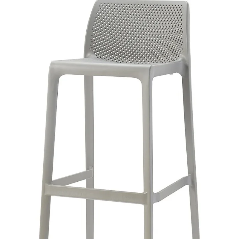 

Simple white bar stool designer stackable Nordic plastic bar chair