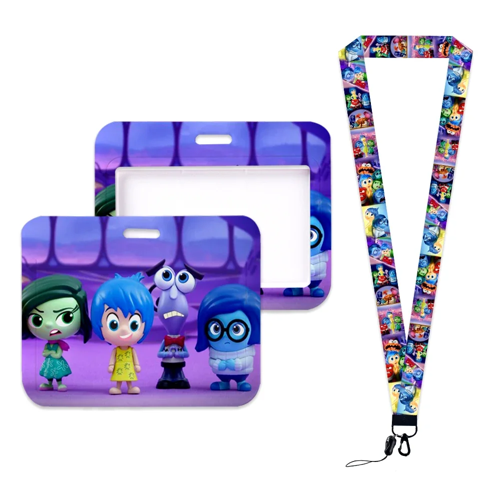 Disney Inside Out 2 Horizontal Card Case Cute Lanyard ID Badge Holder University Bus Pass Case Cover Slip Bank Card Holder Strap