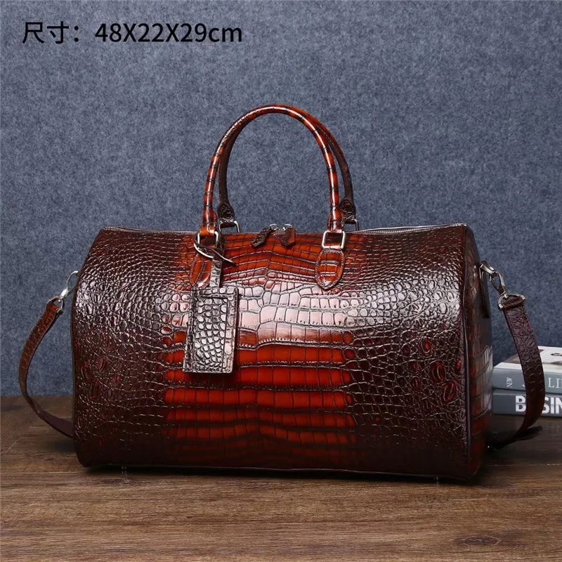 New Genuine Leather Men's Bag, Handbag, Colored Stomach, Large Capacity Travel Couple Computer Bag, Business Travel Travel Bag