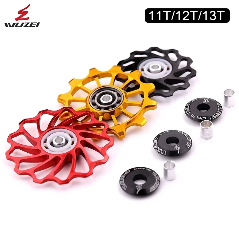 WUZEI MTB Rear Derailleur Guide Wheel Ceramic Bearing Bicycle Transmission Guide Pulley Aluminum Alloy 11/12/13T Bike Accessorie