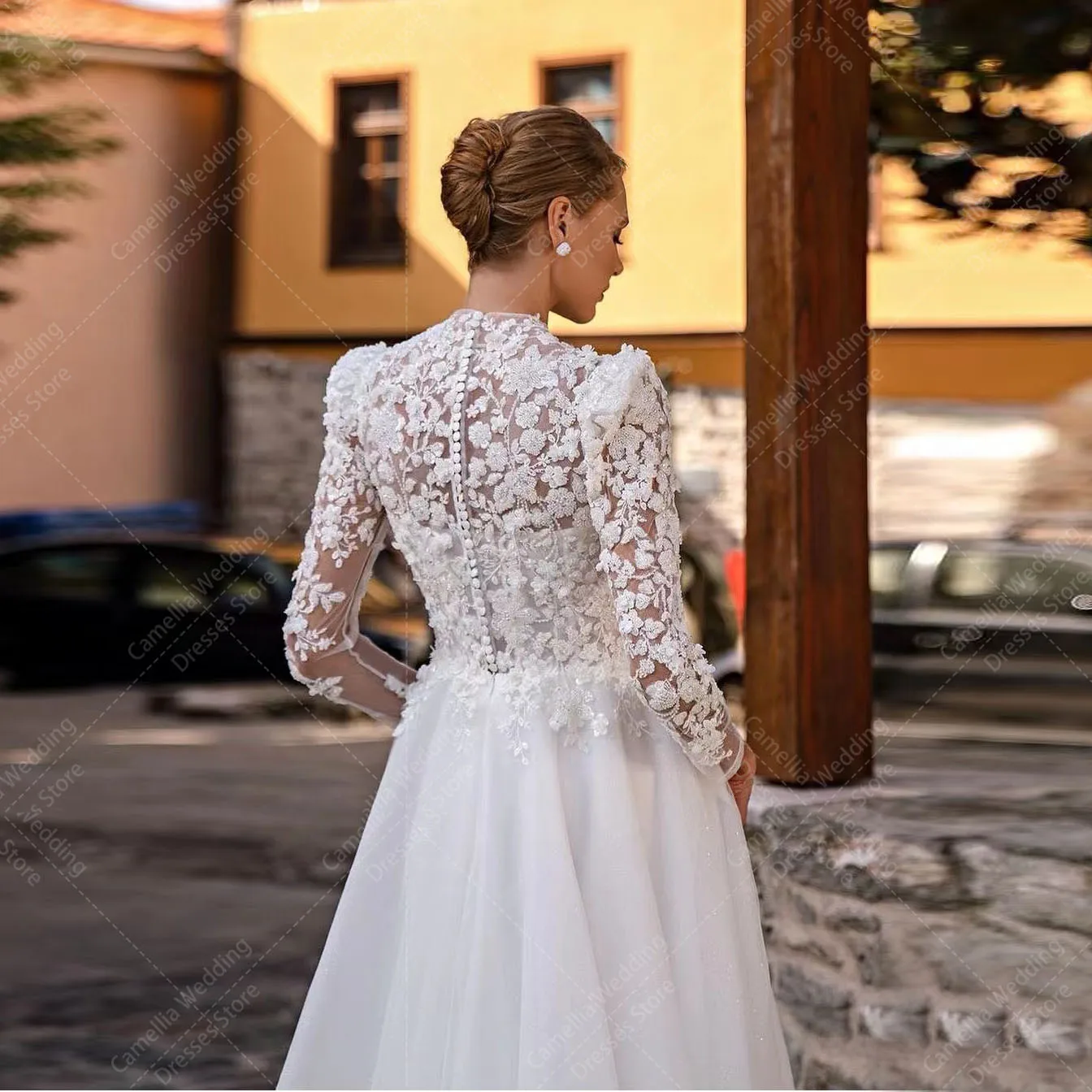 Boho Luxury Woman's Wedding Dresses A Line Sexy Bohemia Lace Applique Tulle Formal Elegant Princess Bride Gowns Vestido De Novia