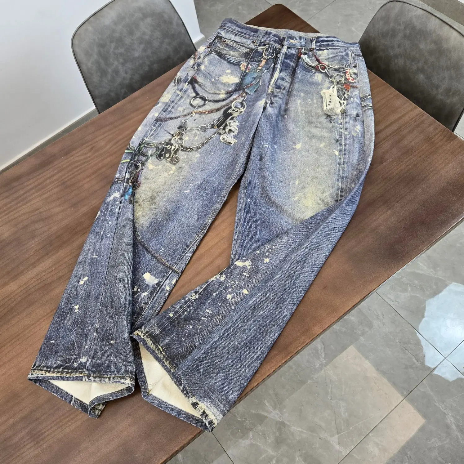 

24/SS Best Version Studios Graffiti Jeans Men Women HipHop Streetwear Cotton Denim Pants Men