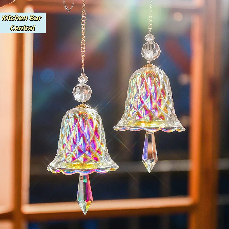 【Crystal Wind Chimes Hanging Suncatcher Wind Music Bell Glass Prism Rainbow Maker Car Pendant Window Garden Decoration】