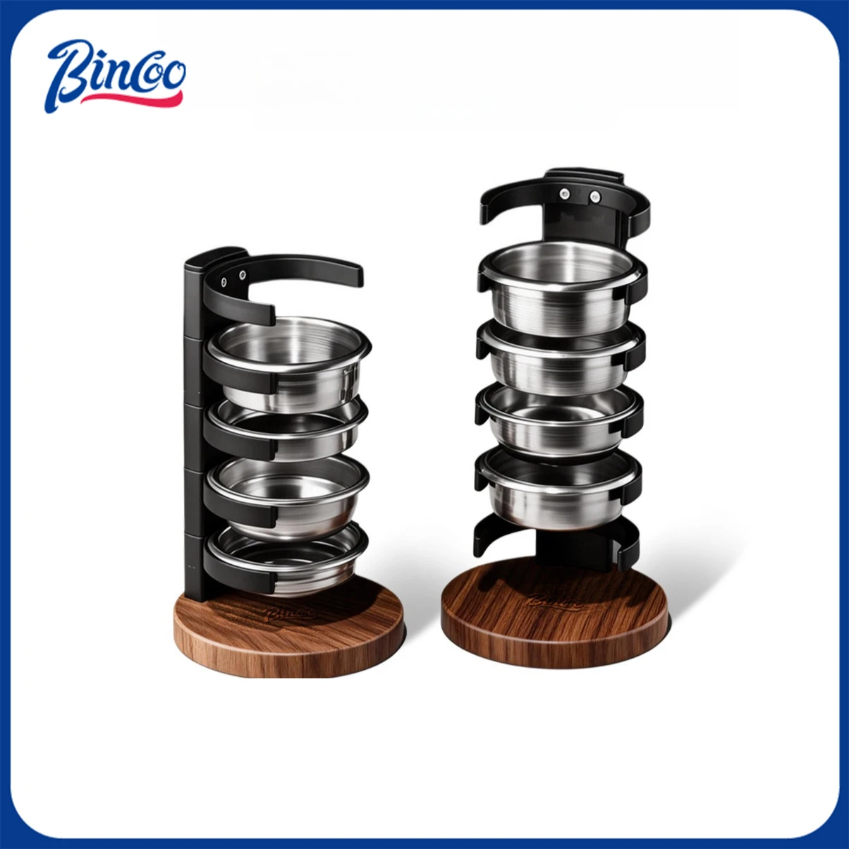 Bincoo 58MM Espresso Filter Basket & Back‑Flush Disk Holder, Countertop Storage Stand for Portafilter Bowls, Home Barista Coffee