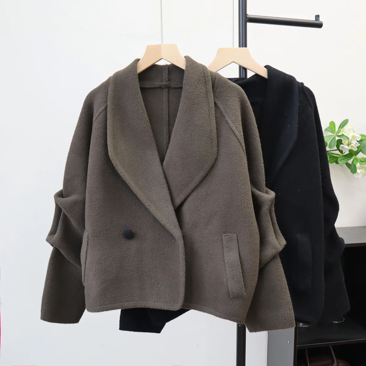 

Women Cardigan Sweaters Wool Coats Turn Down Collar Casual Work Y2k Streetwear Elegant Splice Knit Open Stith Autumn Winter
