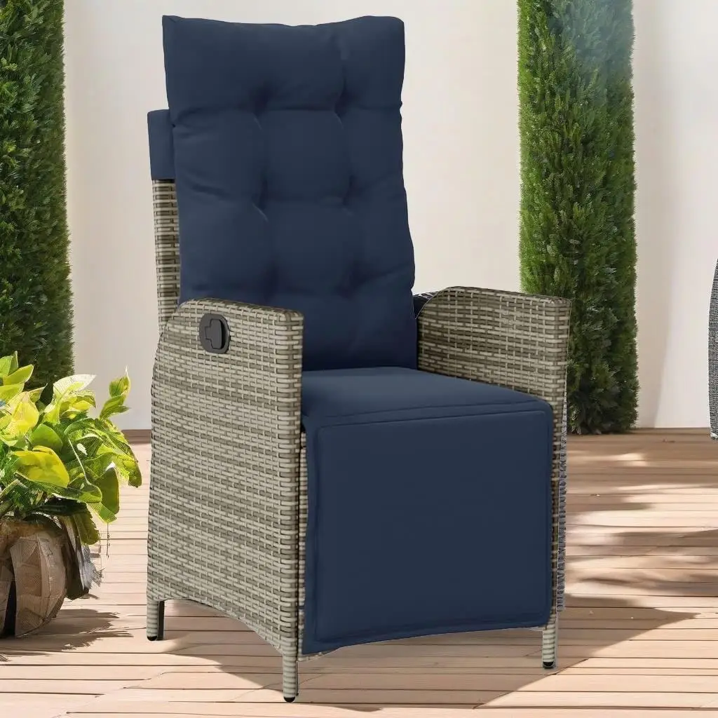 9-Piece Gray Poly Rattan Patio Dining Set with Cushions for Outdoor Elegance