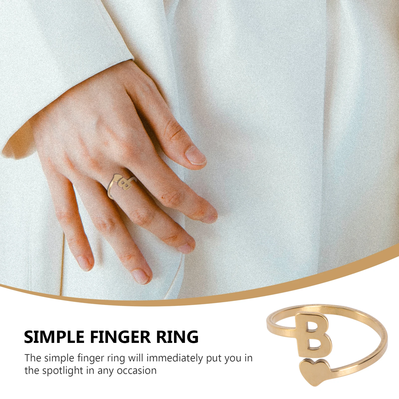 

Letter English Initials Ring for Girls Stainless Steel Simple Finger