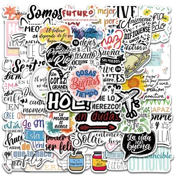 50 pçs adesivos de frase motivacional espanhola incentivar inspirador scrapbook estacionário escritório sala de estudo adesivo decalque