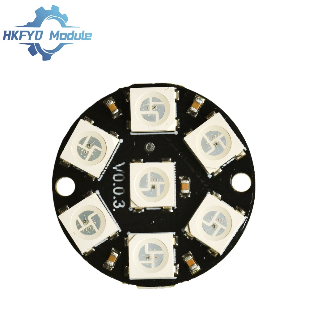 WS2812 حلقة LED RGB 7 بت، 5050 وحدة دائرة إضاءة كاملة الألوان قابلة للبرمجة لمشروع الإضاءة Arduino DIY