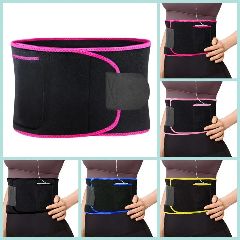 Elastic Waist Protection Belt Multifunctional Belly Shapewear Waist Trimmer Belt with Phone Pockets Breathable