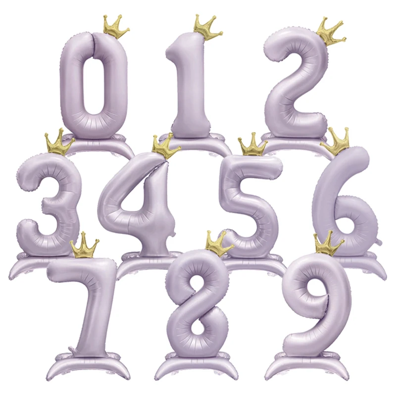 1szt Gold Crown Foil Balloon 40inch Cream Purple Digit 0-9 Number Balloons 1 2 3 4 5 Years Old Birthday Party Decoration Balloon
