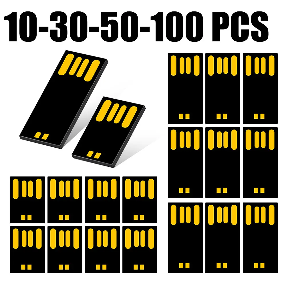 10/30/50/100Pcs Short/Long Memory Stick UDP USB 2.0 Semi-finished Flash Chip 4GB 8GB 16GB 32G Large Capacity Pendrive Wholesale