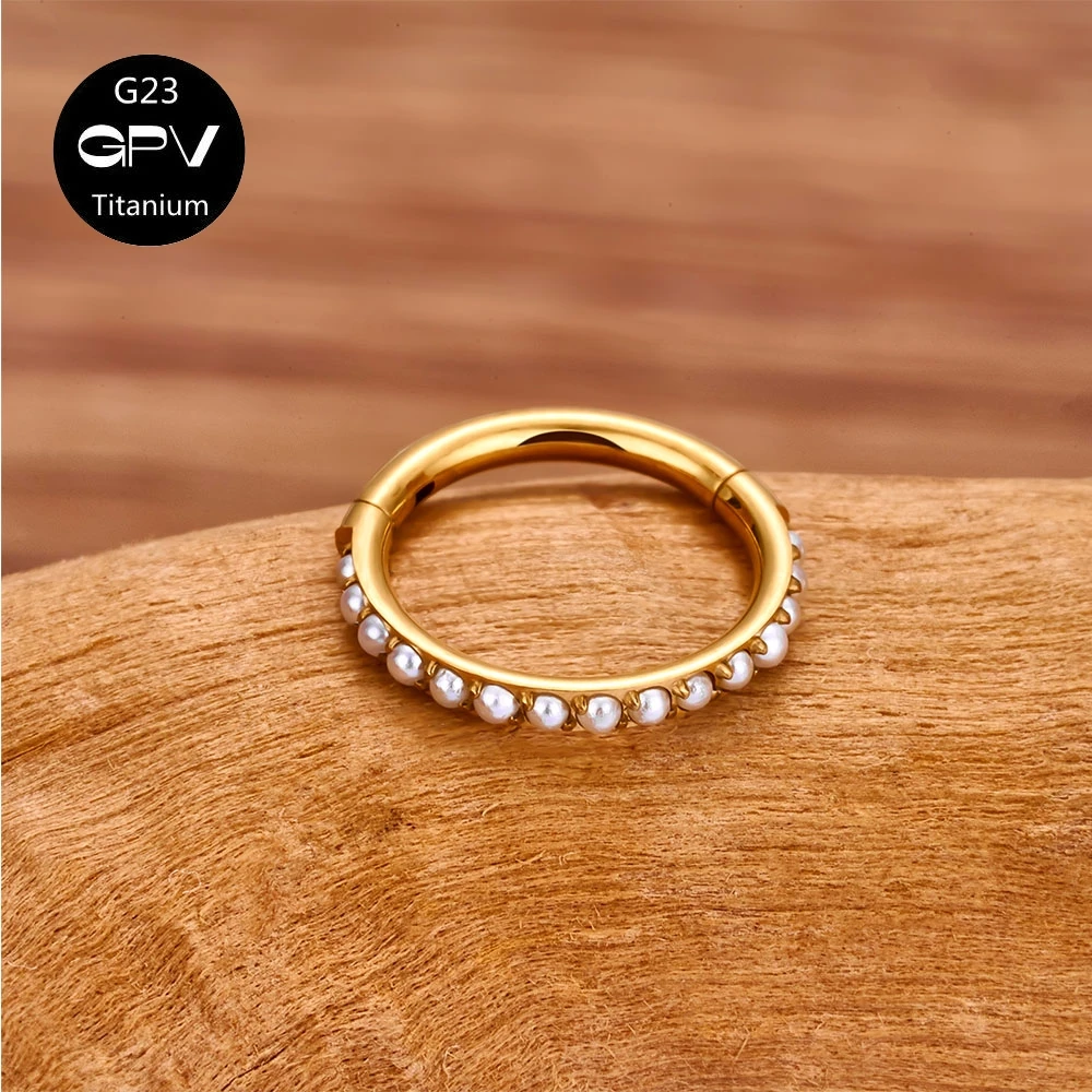 1/10PCS wholesale G23 Titanium Nasal Septum Ring Inlaid With Small Pearls Perforated Nose Rings And Earrings For Men And Women