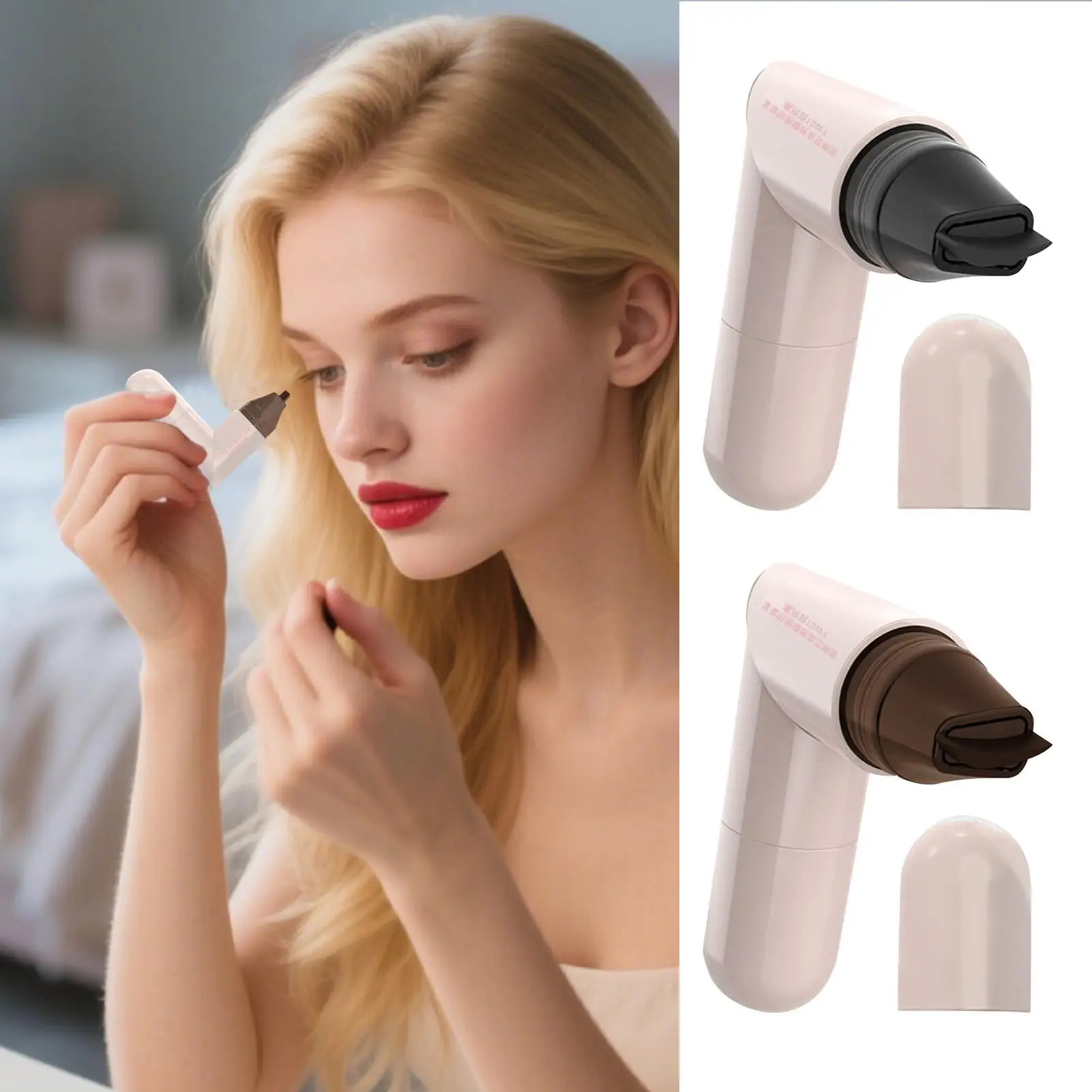 Gevleugelde oog-eindstempel Dubbele tip Damesmake-up Oog-end vleugelstempel Waterdichte stencil Draagbare sneldrogende cosmetica voor daten