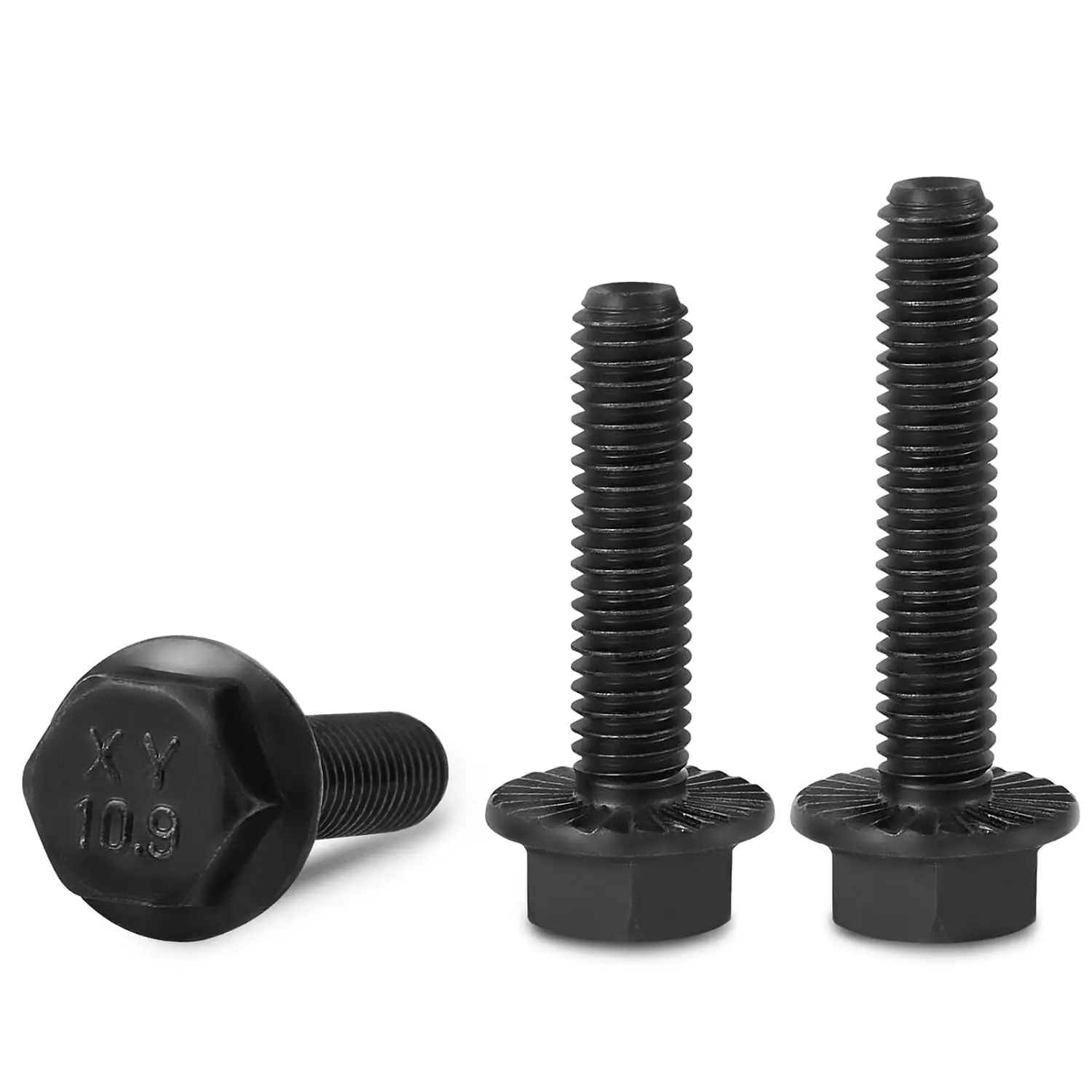 25 M5-M10 mm flange hexagon head bolts, external flange hexagon drive screws, 10.9 grade black zinc coating, alloy steel, full c