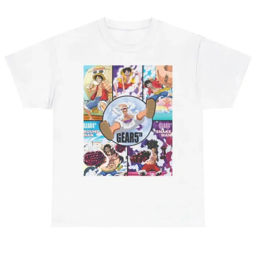 원피스 블랙 티셔츠 남녀공용 2025 여름 코튼 반팔 루피 기어 변신 컬렉션 디자인 기어5 니카 형태