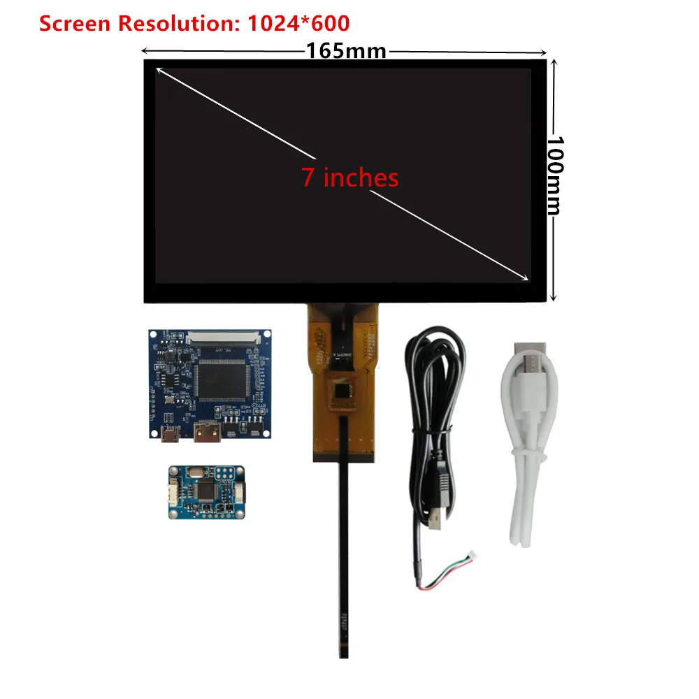 7 Inch Screen Display LCD Monitor Driver Control Board Digitizer Touchscreen HDMI-Compatible For Lattepanda Raspberry Pi PC