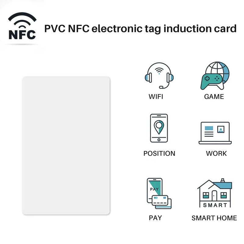 200Pcs NFC Cards White Blank For NTAG215 PVC Tags Waterpoof 504Bytes Chip Sticker