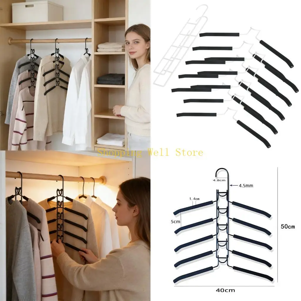 

KX4B Set Of 2 Strong Carbon Steel Clothing Racks With 5 Removable Levels For Efficient Closet Organization