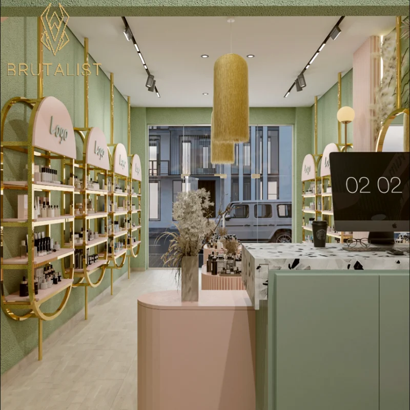 Custom.Retail مستحضرات التجميل عرض موقف العطور عرض الرف رف خشبي متجر مستلزمات التجميل الأثاث