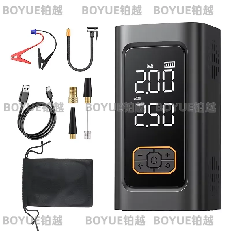 6000mAh Portable Car Jump Starter Air Compressor Multi Function Battery Booster Tire Inflator Pump for Gas Diesel Vehicles
